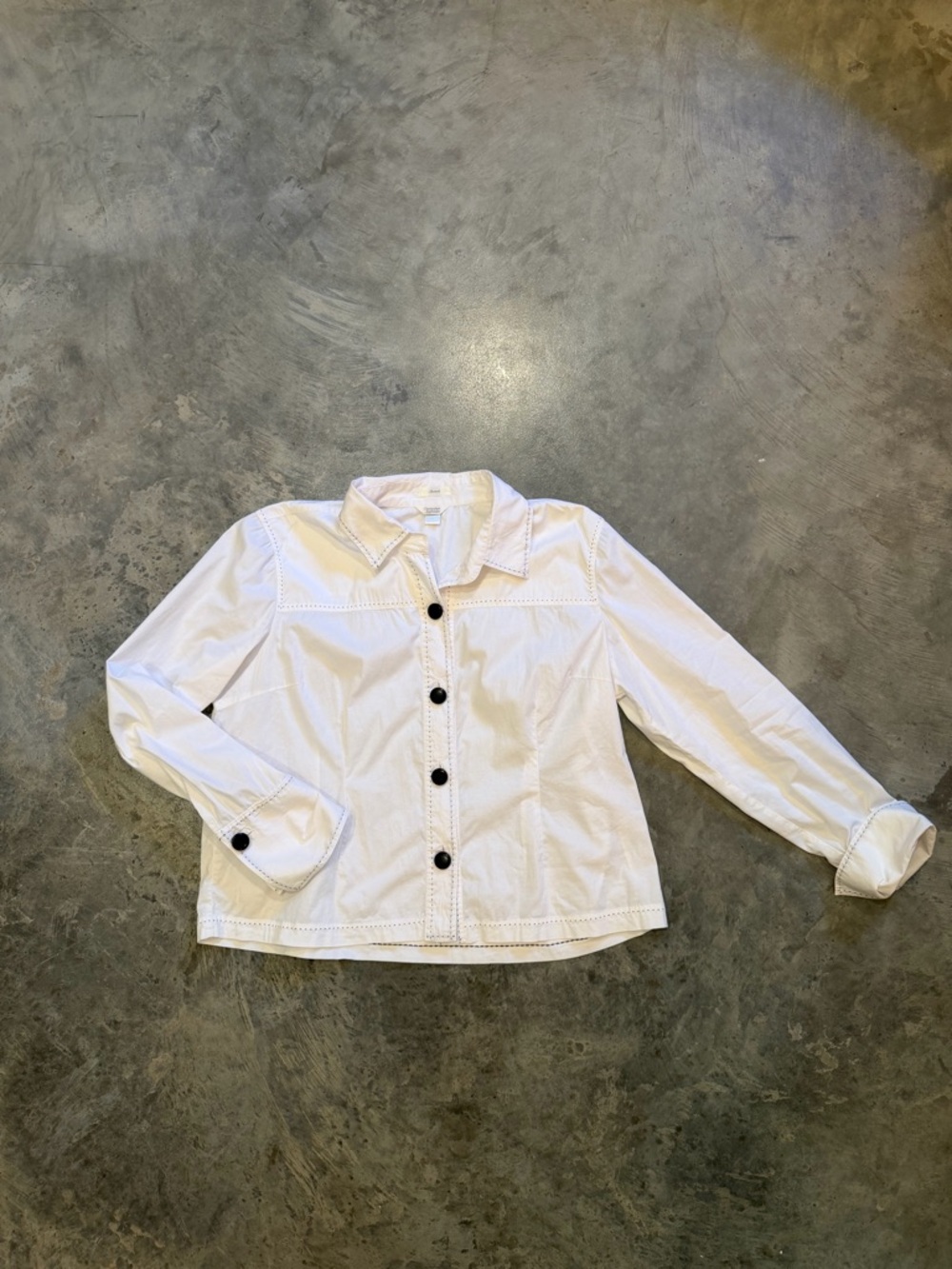 Christopher & Banks White Jean Jacket with Black Buttons - Picture 3 of 5